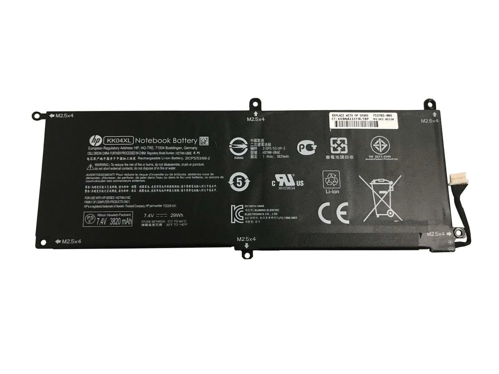 Battery Laptop HP KK04XL HP Pro X2 612 G1 HSTNN-UB6E HSTNN-IB6E HSTNN-I19C 753703-005 753329-1C1 753329-171 7.4V 29Wh