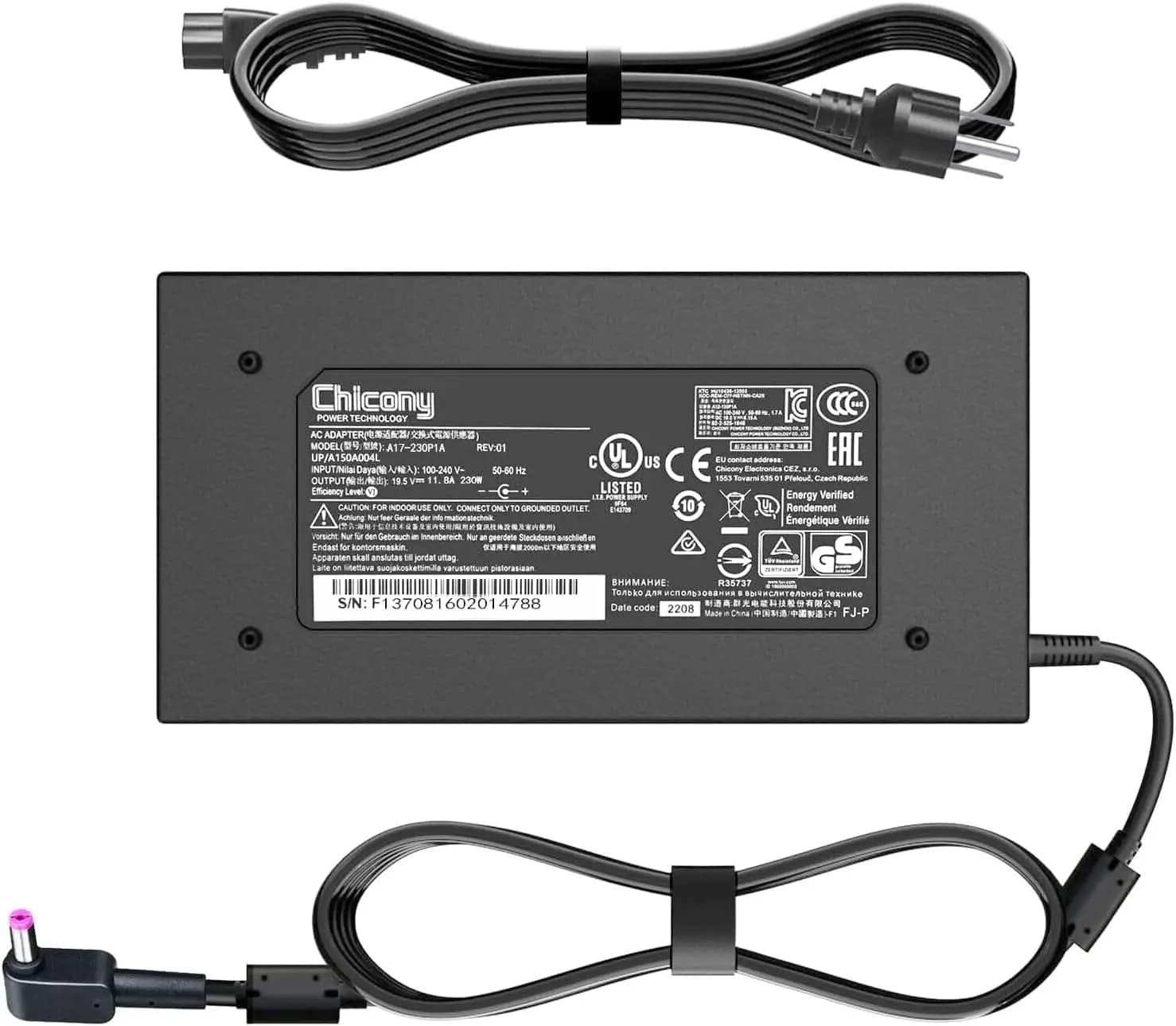 230W Laptop Charger Acer Predator Helios 300 PH315-54 PH315-53 PH317-55，Predator Triton PT515-52 Gaming Laptop AC Adapter Power Supply Electronics