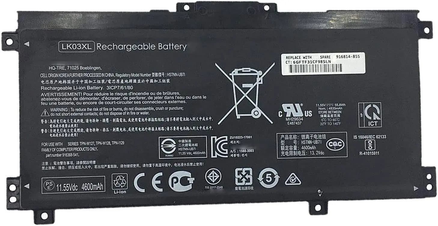 Battery Laptop HP LK03XL HP Envy X360 15-BP 15-BQ 15-CN 15-CP 17M-AE TPV-W127 TPN-W128 LK03055XL 11.55V 52.5Wh