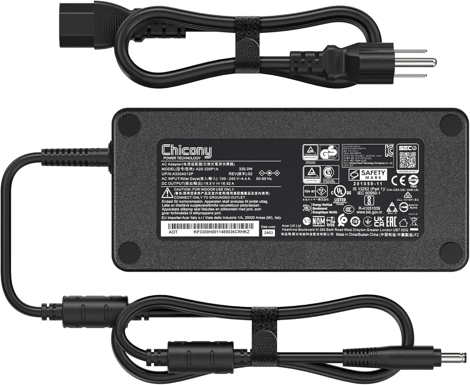 330W Laptop Charger for Acer Predator Helios Neo16 300 700 18 16 15 PH18-71 PHN16-71 PH3D15 Acer Predator Triton 17 X PTX17-71 Nitro 17 16 15 AN17-51 AN17-41 AN16-41 PA-1331-99 19.5V 16.9A AC Adapter Electronics