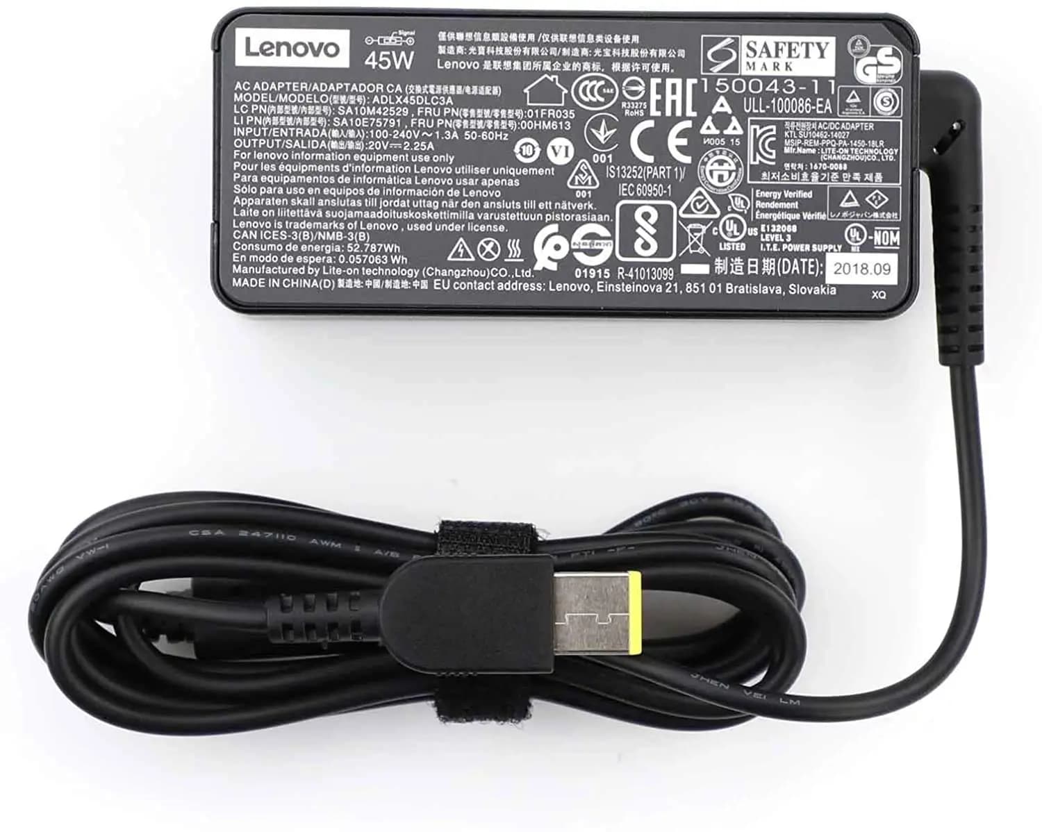 Charger AC Adapter Lenovo Thinkpad 45W 20V 2.25A Slim Tip ADLX45NCC3A X230s X240 X240S X250 X260 X270 T440 T440S