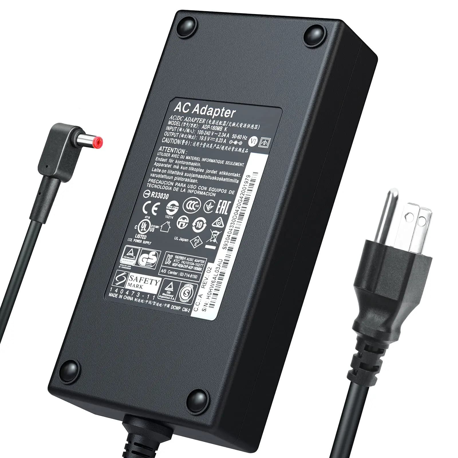 Charger AC Adapter 180W Acer Predator Helios 300 Gaming Laptop PH315-51-78NP G3-571-77QK G3-571 G3-572 PH315-51 PH315-52 PH317-51 PH317-52 Acer Nitro 5 AN515-55-55E3 ADP-180MB K Power