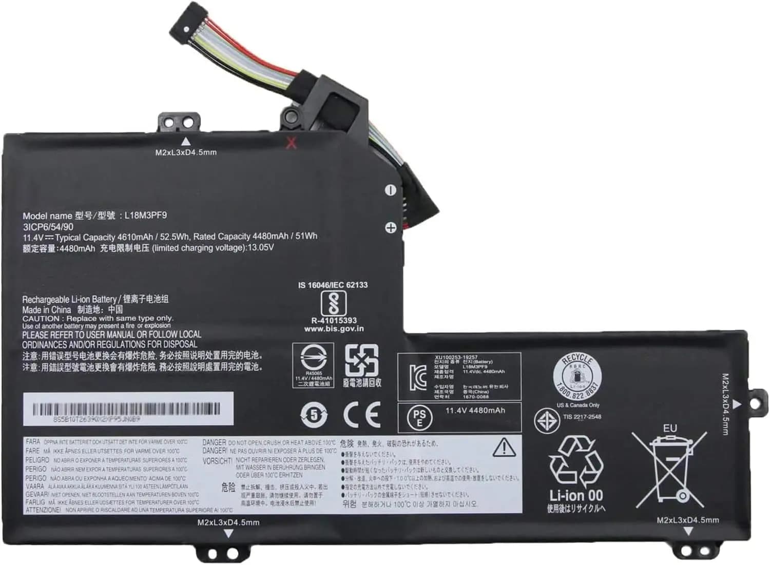 Laptop Battery L18M3PF9 L18L3PF6 5B10T26389 5B10T26390 Lenovo Ideapad S540-15IWL GTX Serie(11.4V 52.5Wh)