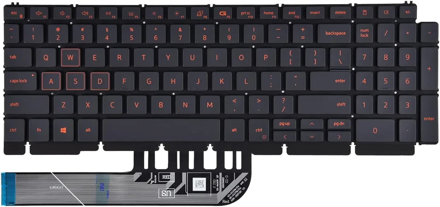 Keyboard Dell G15 5510 5511 5515 G15 5520 5521 5525 Series Game Laptop, Dell G15 5510 5511 5515 Keyboard with Backlit Red Frame US Layout