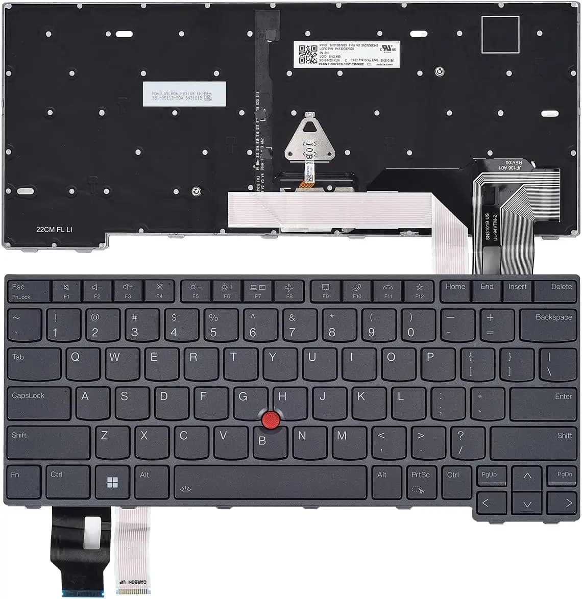 Keyboard Laptop Lenovo Thinkpad T14 Gen 3 4, Thinkpad L14 Gen 3 4 & Thinkpad P14s Gen 3 4 Backlit 5N21D68345, Gray
