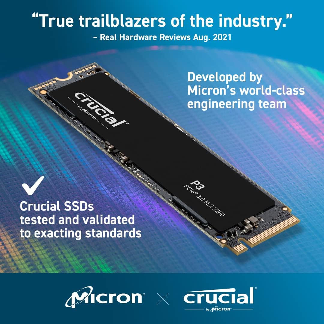 Crucial P3 1TB M.2 PCIe Gen3 NVMe Internal SSD - Up to 3500MB/s
